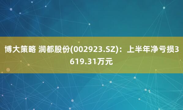 博大策略 润都股份(002923.SZ)：上半年净亏损3619.31万元